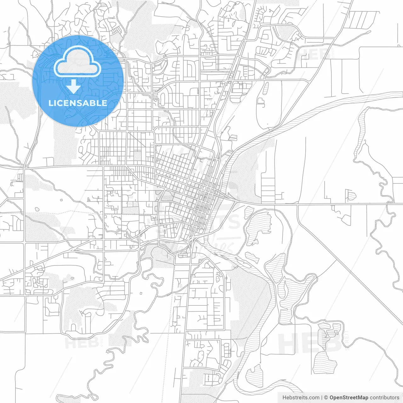 Corvallis, Oregon, USA, bright outlined vector map
