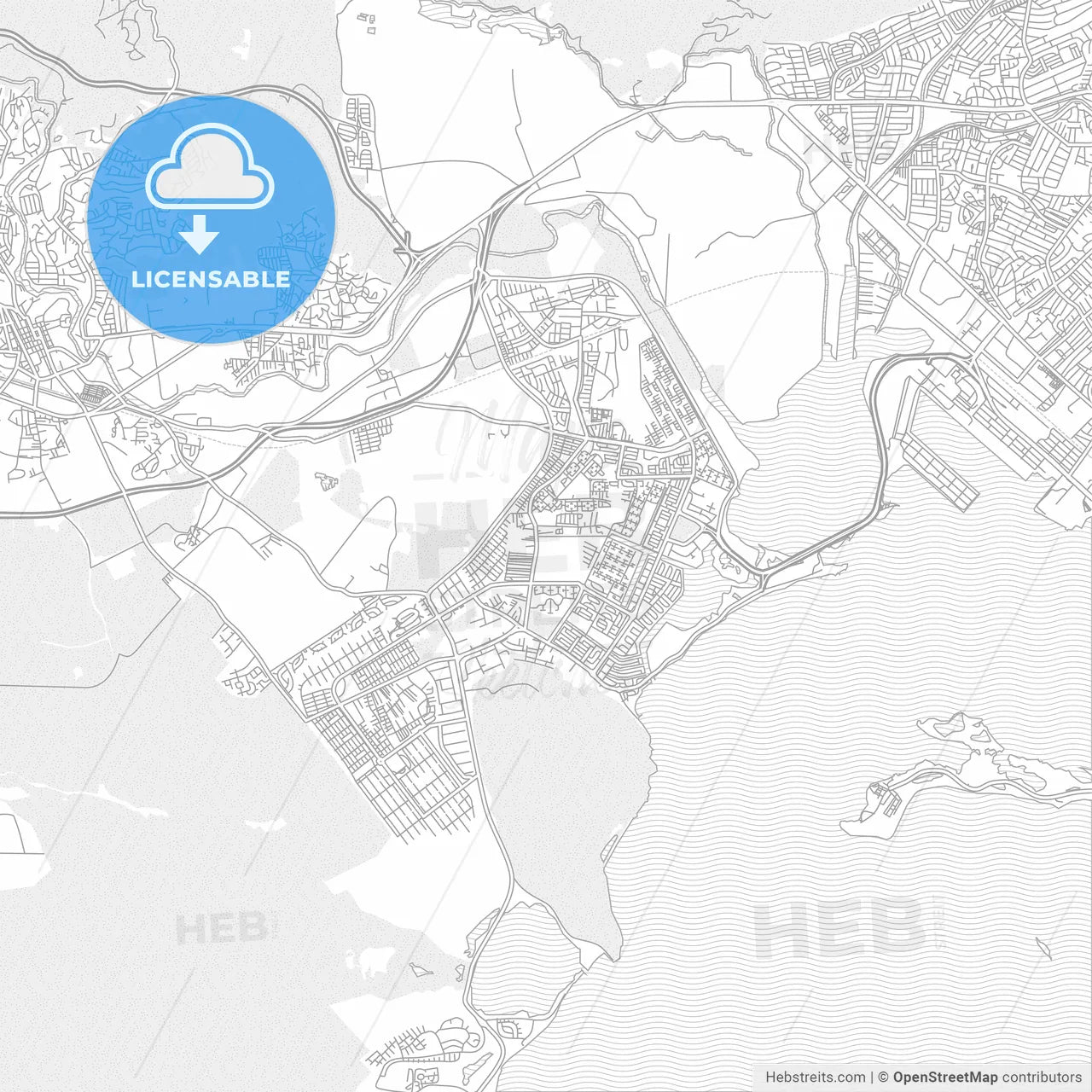 Portmore, Clarendon, Jamaica, bright outlined vector map