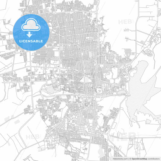 Hermosillo, Sonora, Mexico, bright outlined vector map
