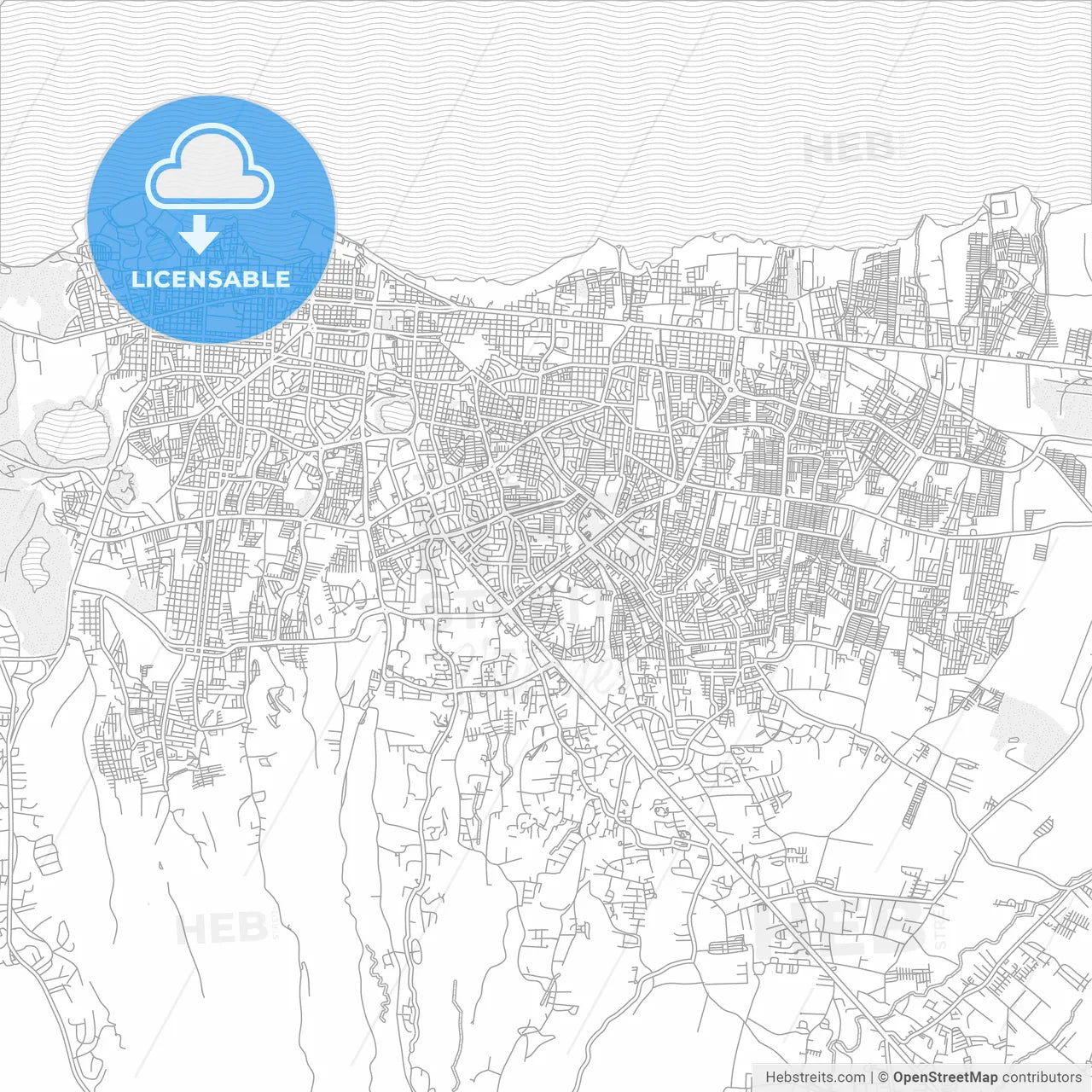 Managua, Managua, Nicaragua, bright outlined vector map