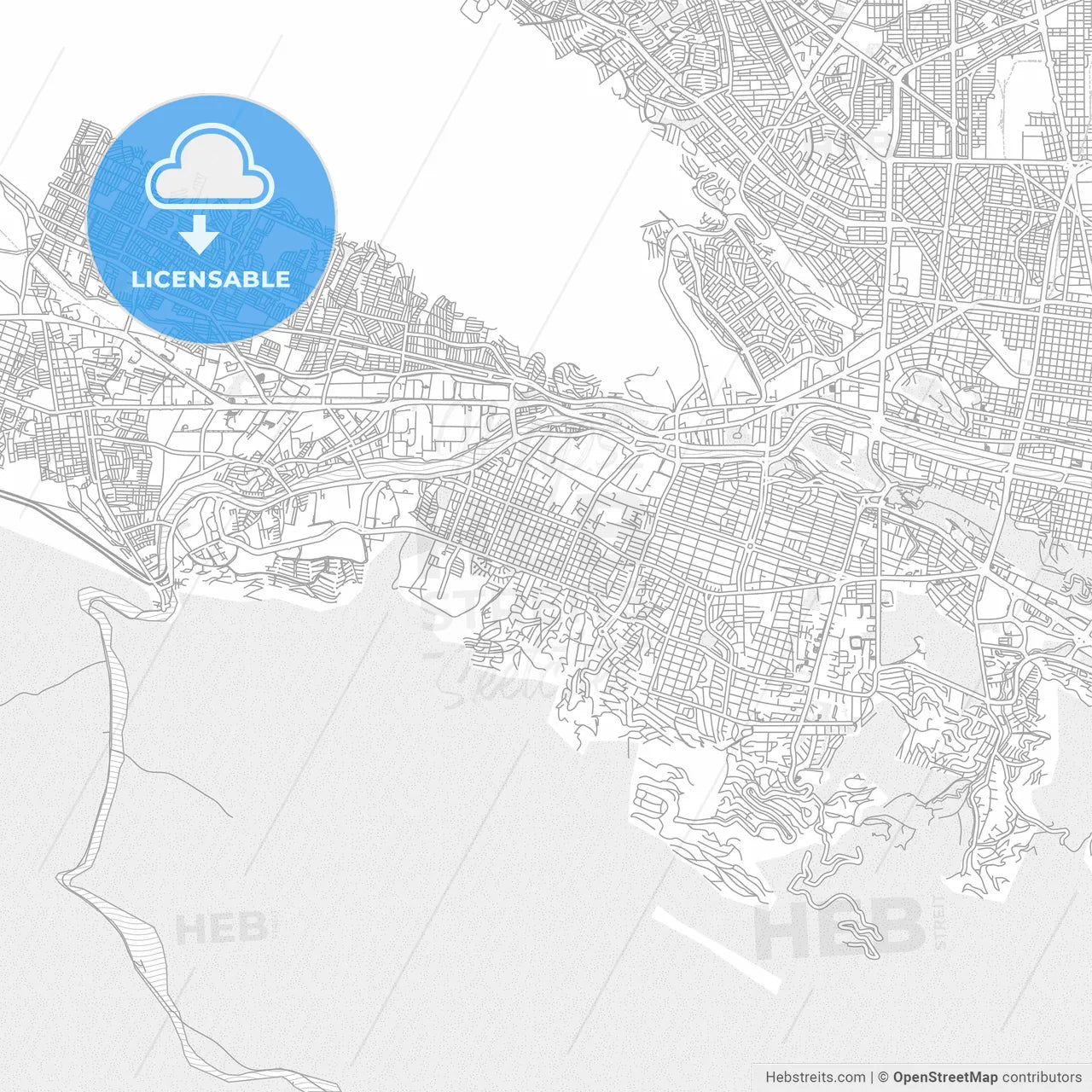 San Pedro Garza García, Nuevo León, Mexico, bright outlined vector map