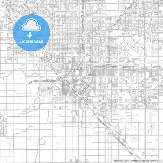 Fresno, California, USA, bright outlined vector map