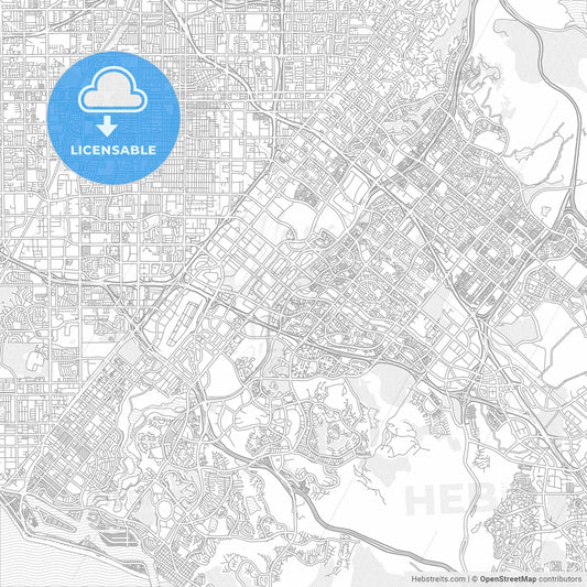 Irvine, California, USA, bright outlined vector map