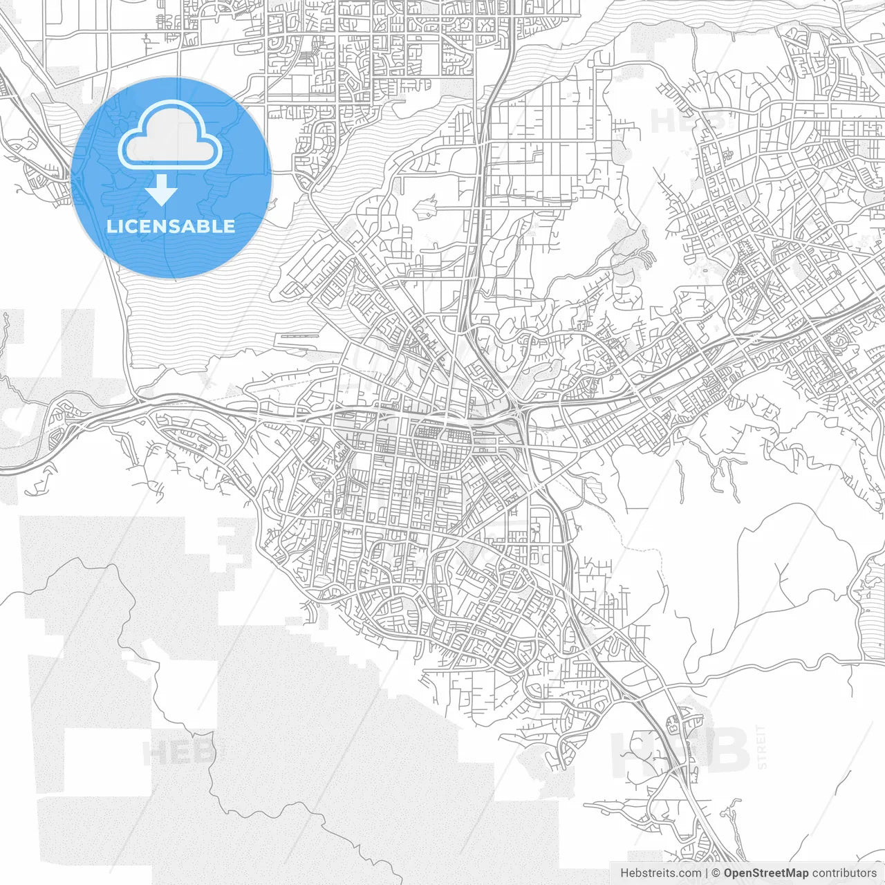 Corona, California, USA, bright outlined vector map