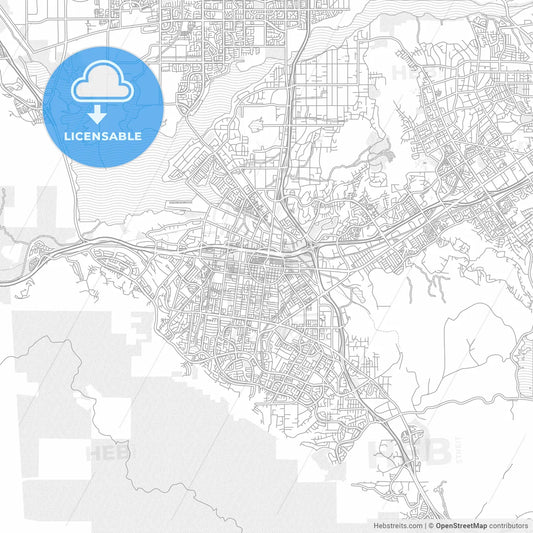 Corona, California, USA, bright outlined vector map