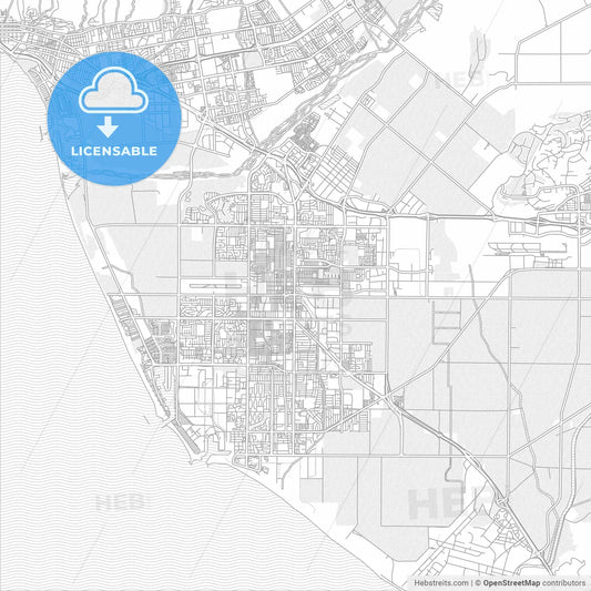 Oxnard, California, USA, bright outlined vector map