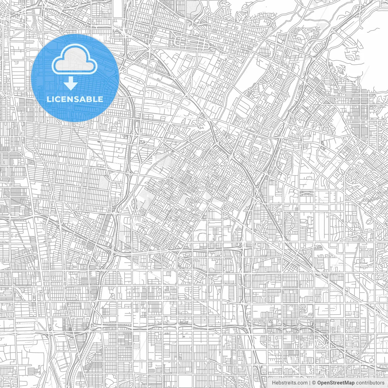 Downey, California, USA, bright outlined vector map