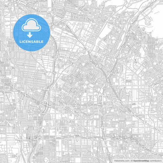 Downey, California, USA, bright outlined vector map