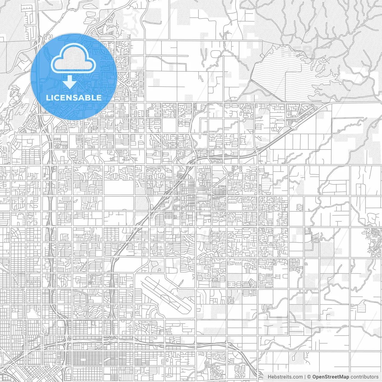 Clovis, California, USA, bright outlined vector map