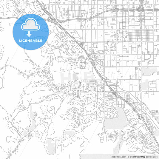 Folsom, California, USA, bright outlined vector map