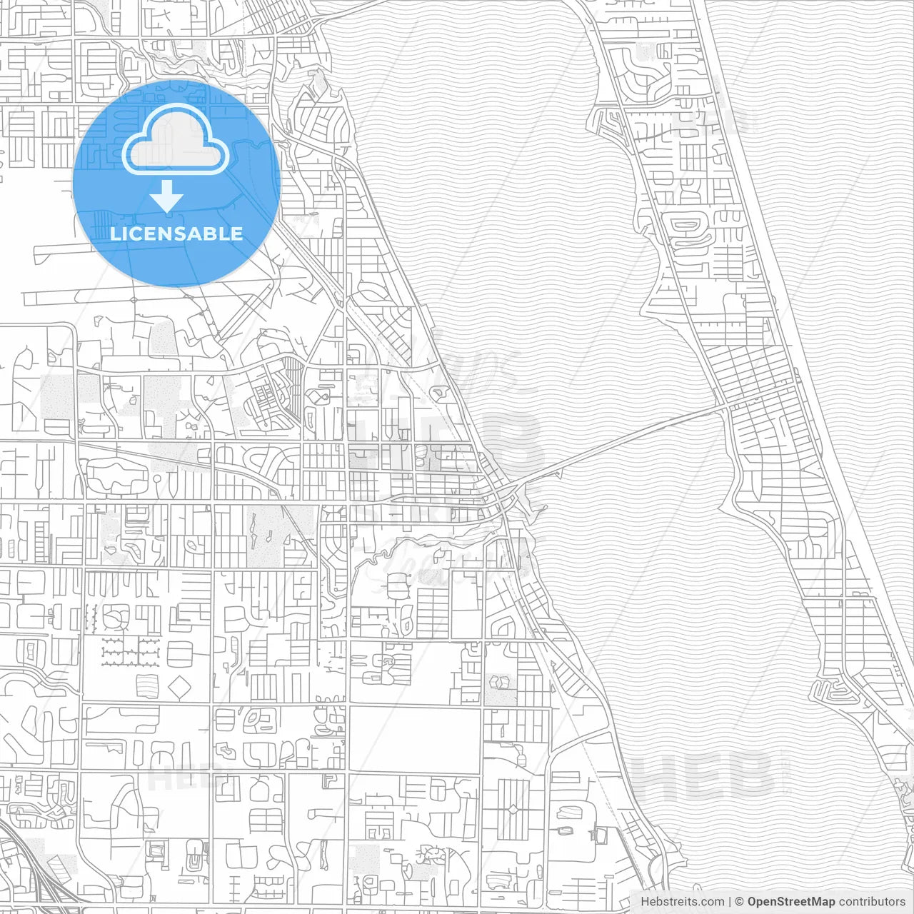 Melbourne, Florida, USA, bright outlined vector map