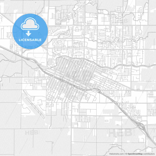Merced, California, USA, bright outlined vector map