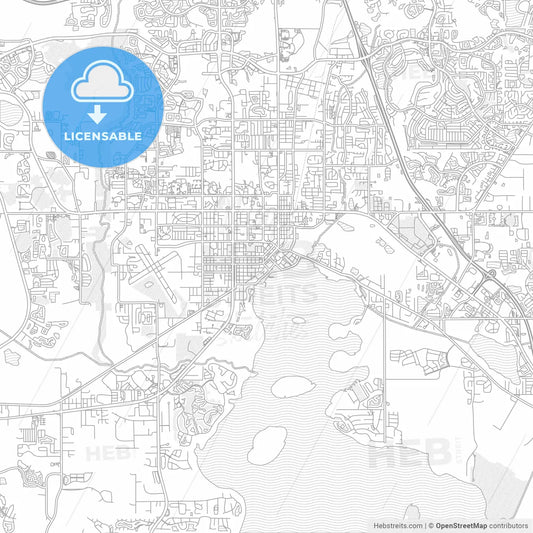 Kissimmee, Florida, USA, bright outlined vector map