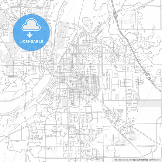 Lafayette, Indiana, USA, bright outlined vector map