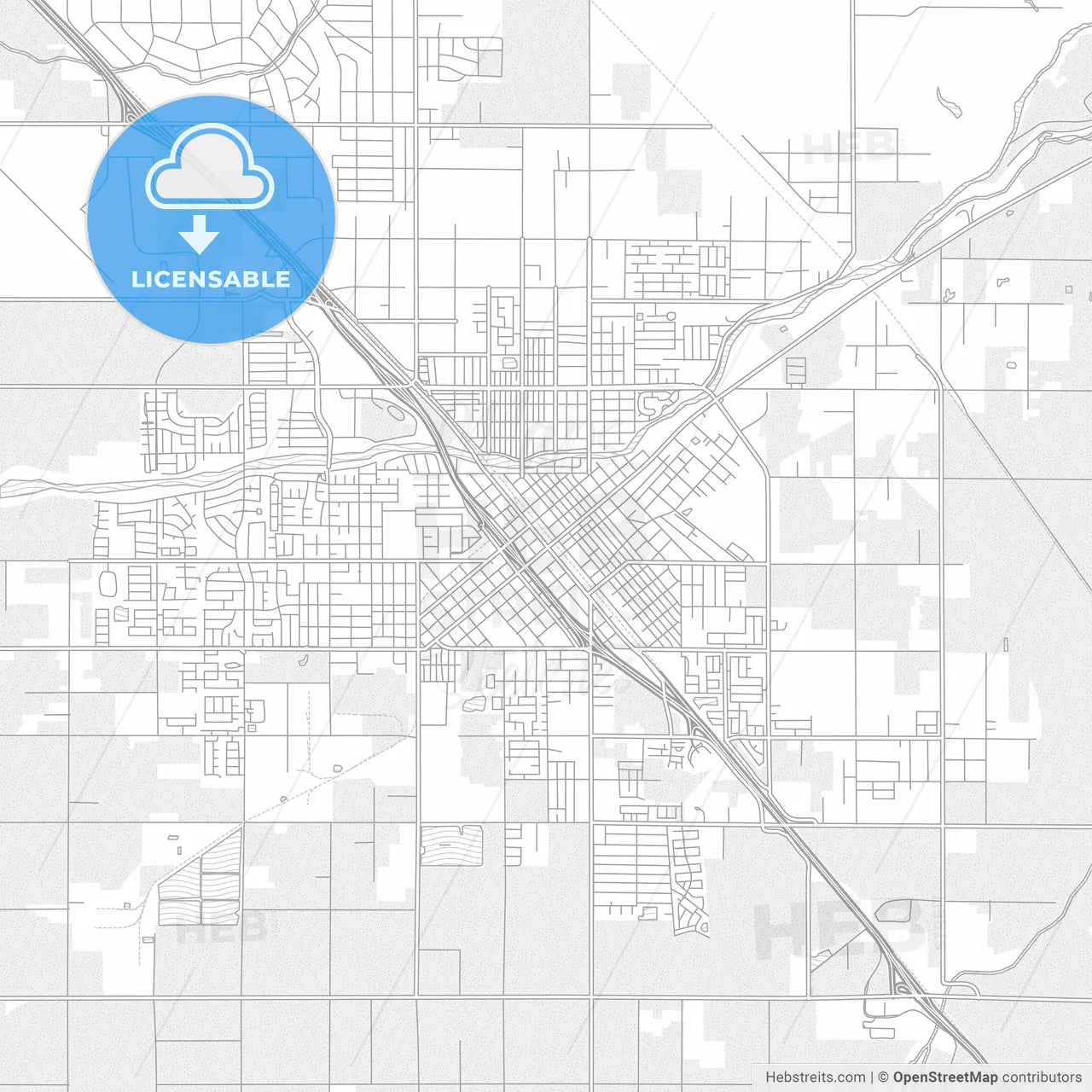 Madera, California, USA, bright outlined vector map