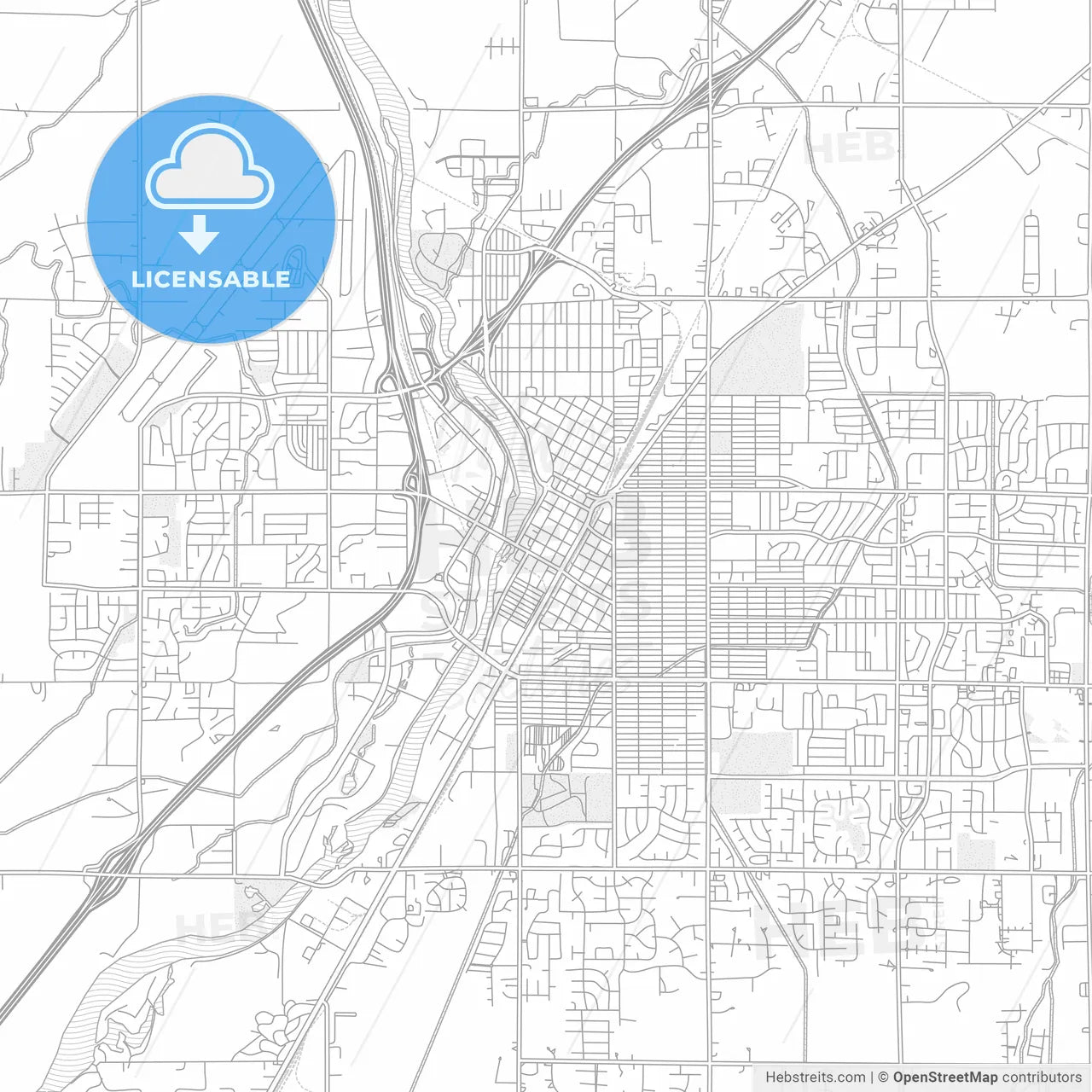 Idaho Falls, Idaho, USA, bright outlined vector map
