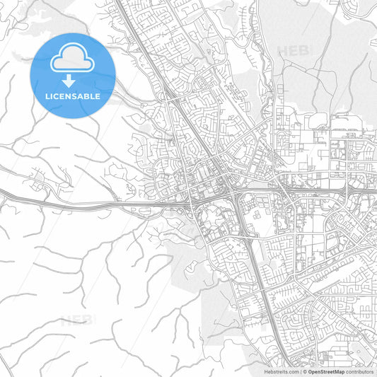 Dublin, California, USA, bright outlined vector map