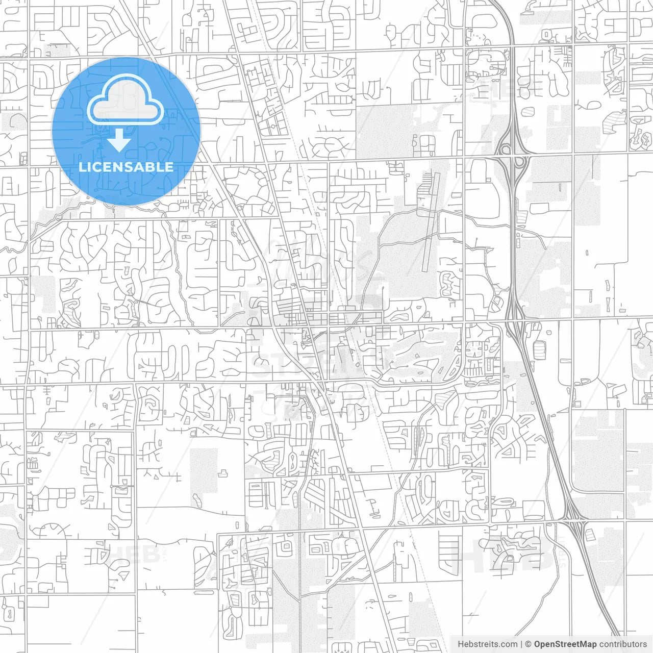 Greenwood, Indiana, USA, bright outlined vector map
