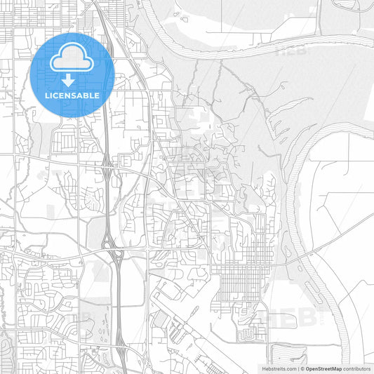 Bellevue, Nebraska, United States of America, bright outlined vector map