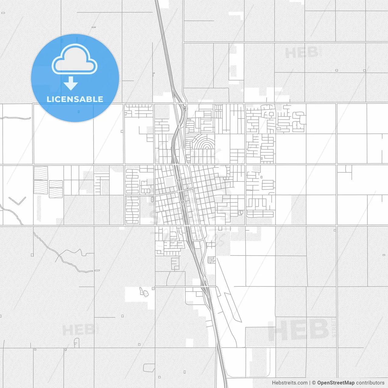 Delano, California, United States of America, bright outlined vector map