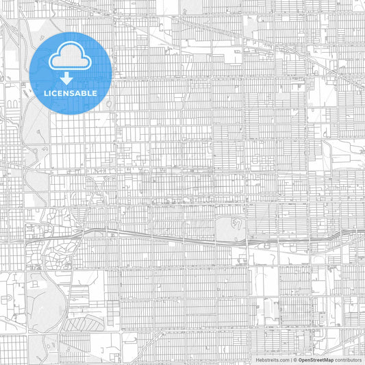 Oak Park, Illinois, United States of America, bright outlined vector map