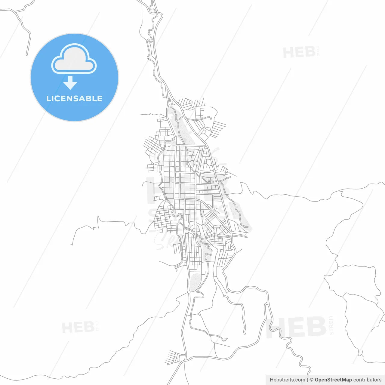 Jinotega, Jinotega, Nicaragua, bright outlined vector map