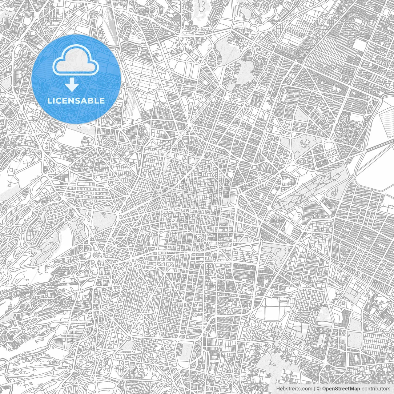 Mexico City, Mexico City, Mexico, bright outlined vector map