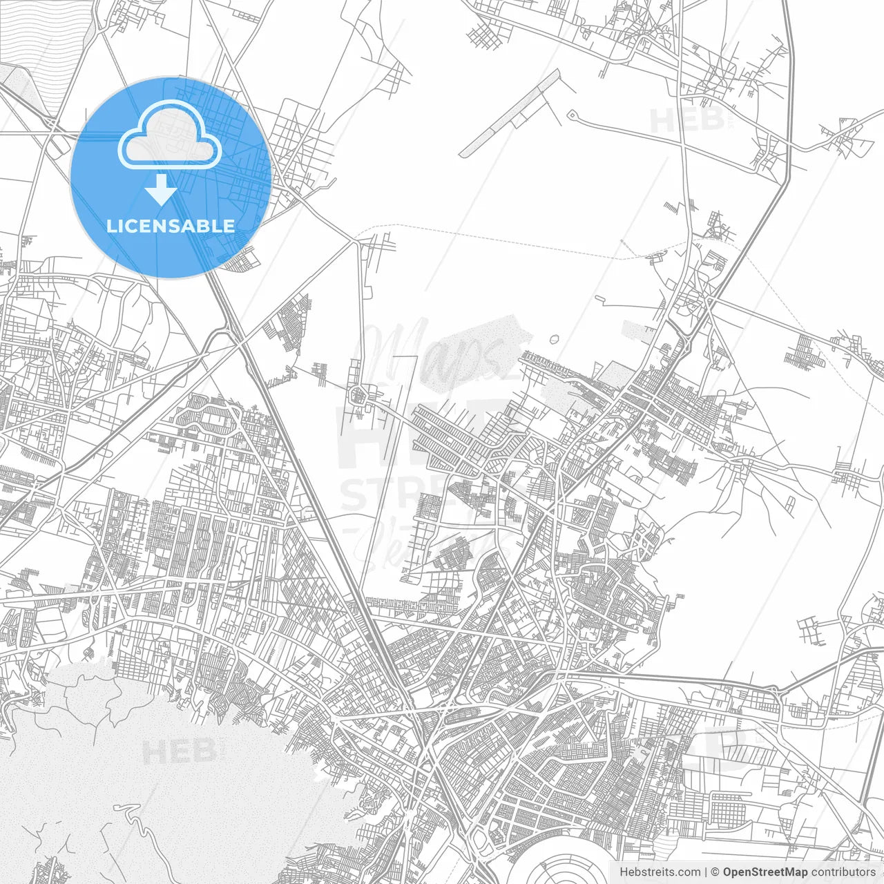 Ojo de Agua, México, Mexico, bright outlined vector map