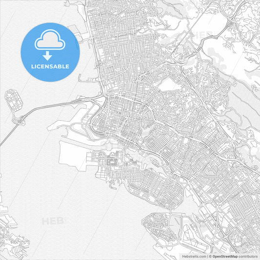 Oakland, California, USA, bright outlined vector map