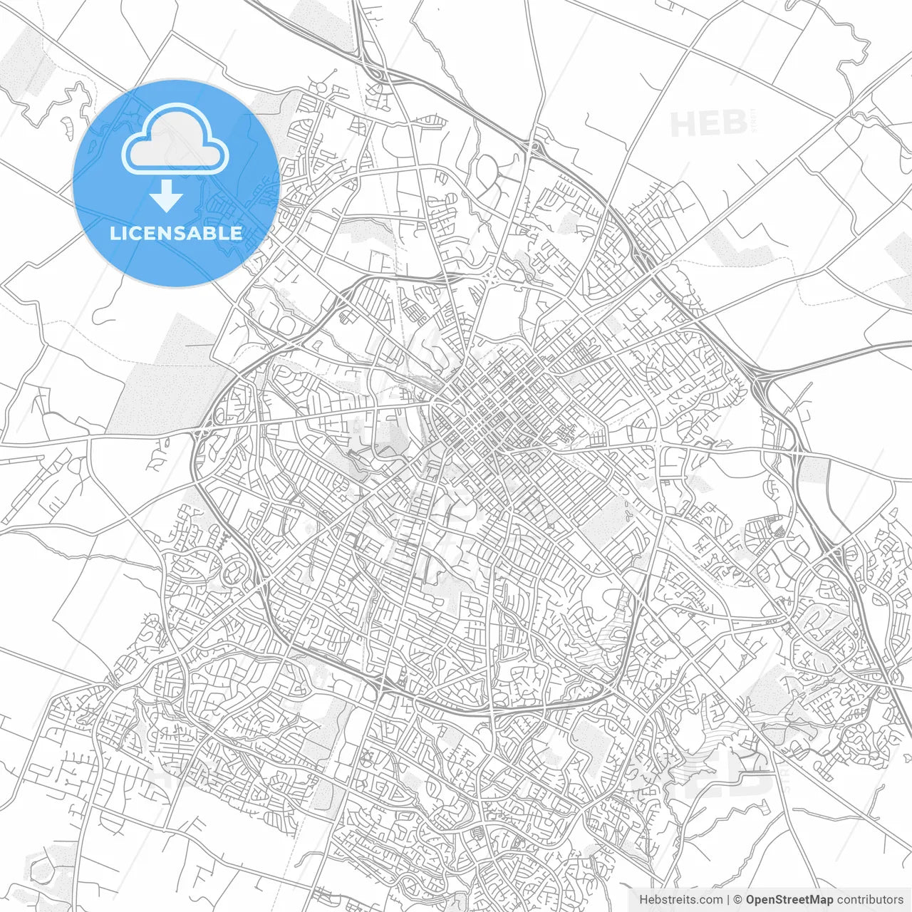 Lexington, Kentucky, USA, bright outlined vector map