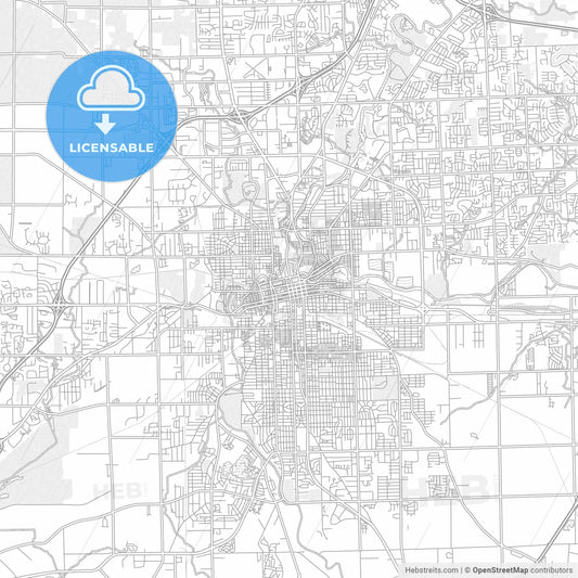 Fort Wayne, Indiana, USA, bright outlined vector map