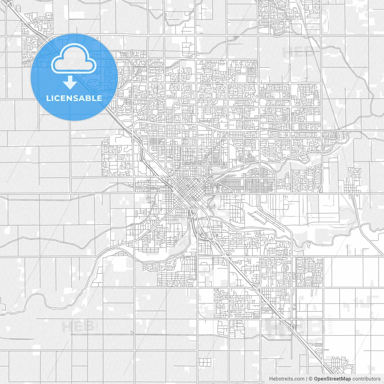 Modesto, California, USA, bright outlined vector map