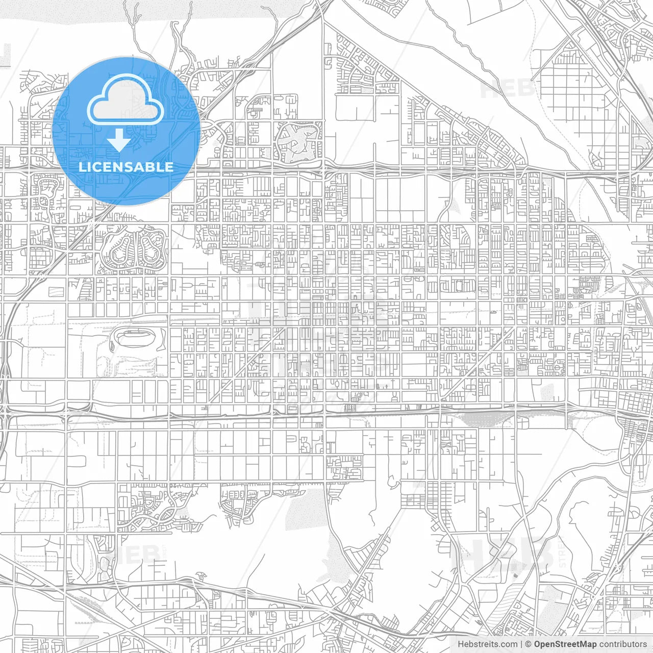 Fontana, California, USA, bright outlined vector map