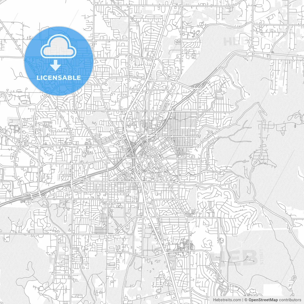 Huntsville, Alabama, USA, bright outlined vector map