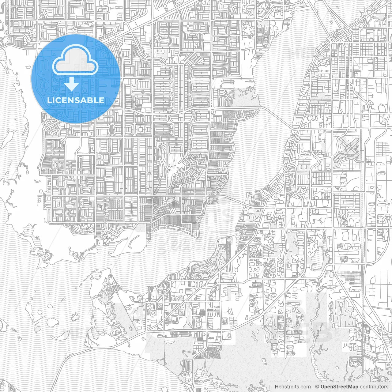 Cape Coral, Florida, USA, bright outlined vector map