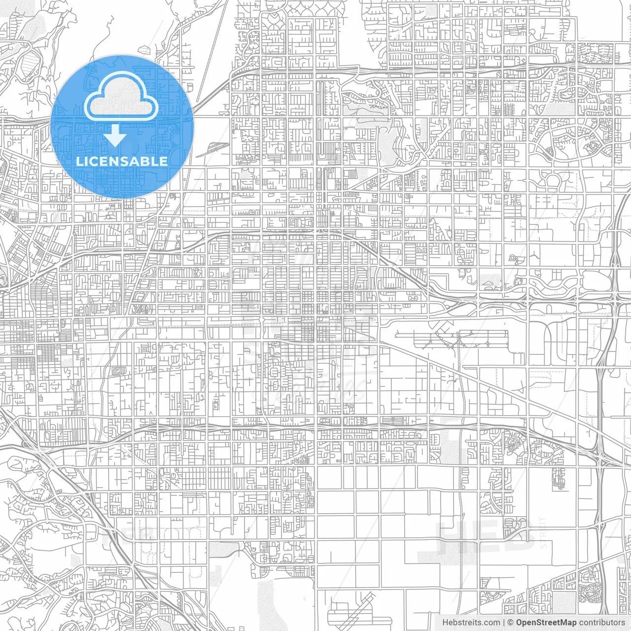 Ontario, California, USA, bright outlined vector map
