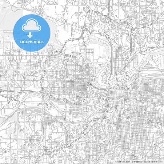 Kansas City, Kansas, USA, bright outlined vector map
