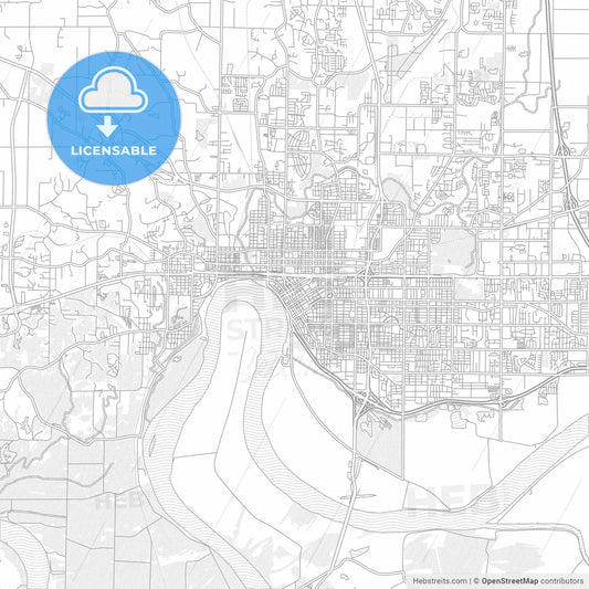 Evansville, Indiana, USA, bright outlined vector map