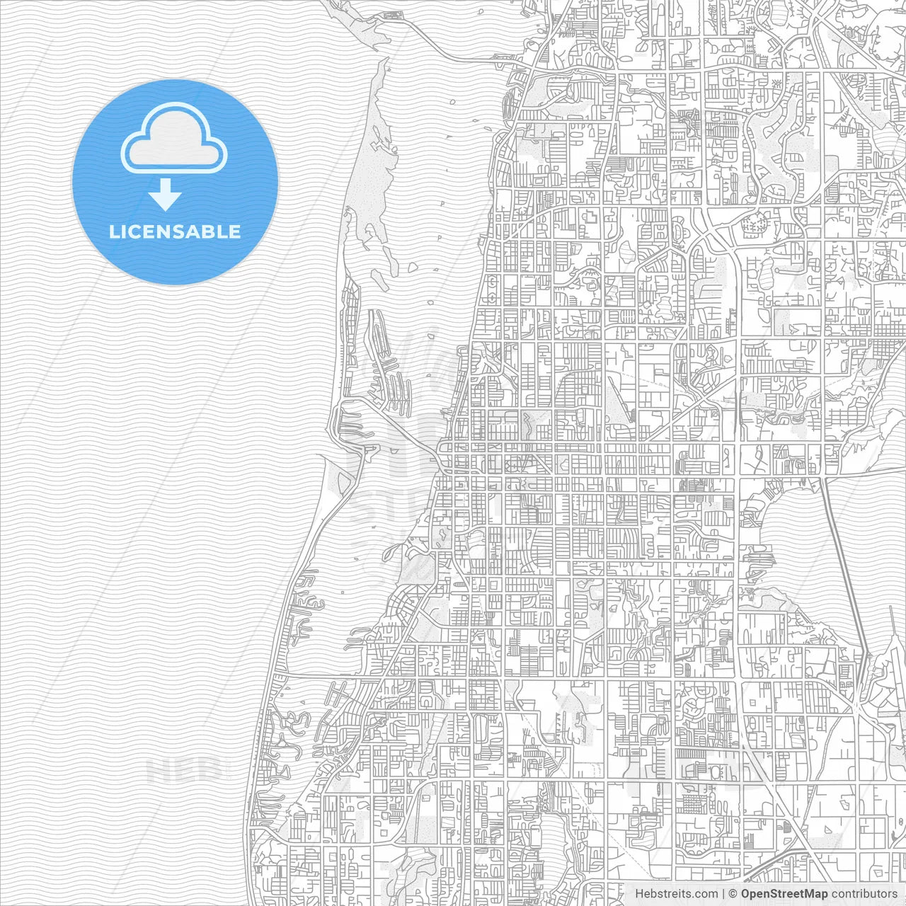 Clearwater, Florida, USA, bright outlined vector map