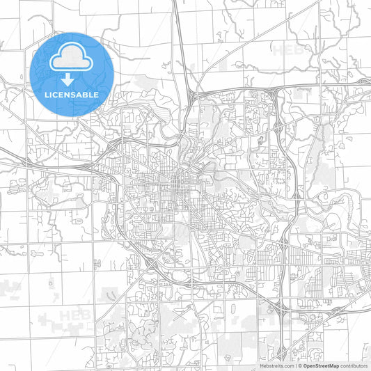 Ann Arbor, Michigan, USA, bright outlined vector map