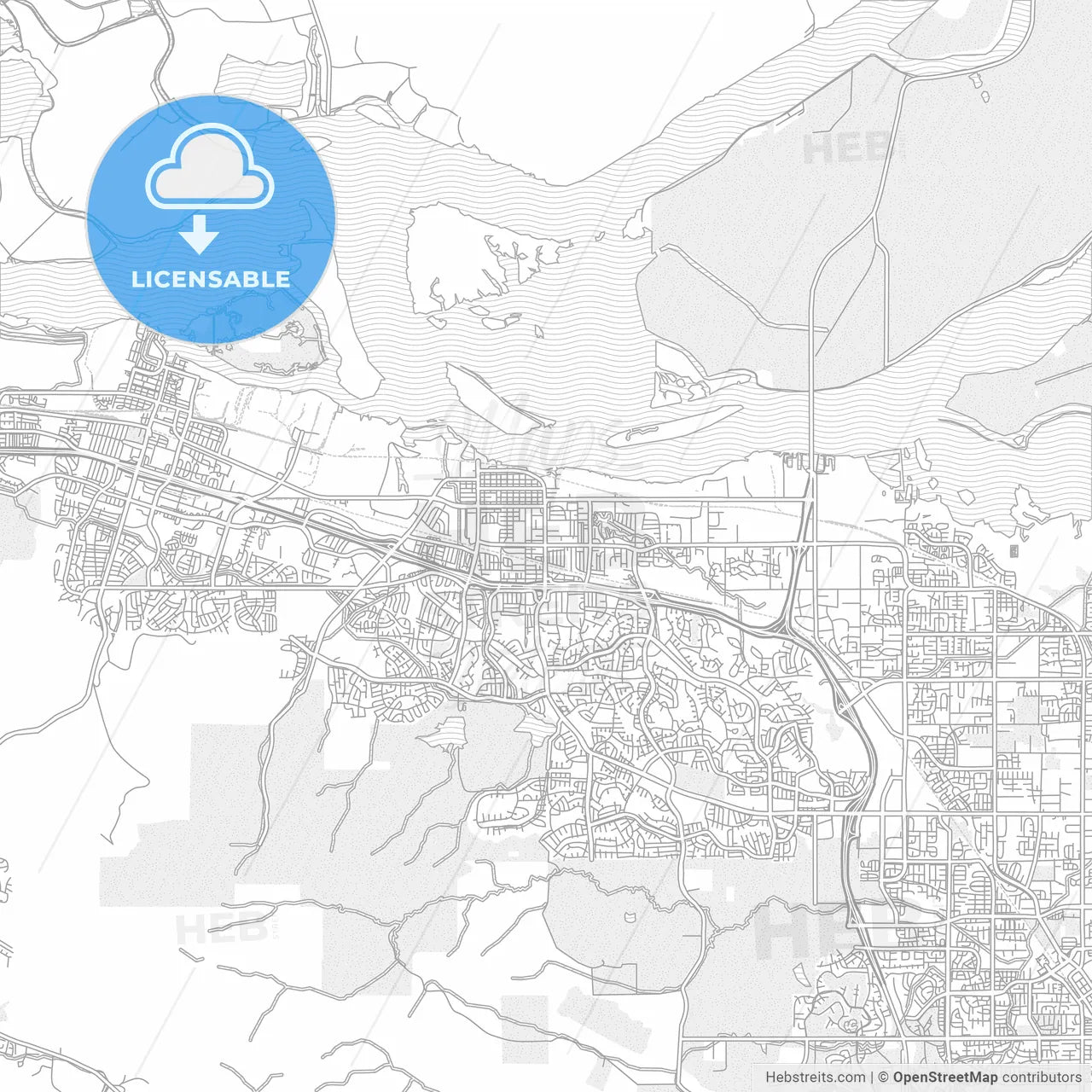 Antioch, California, USA, bright outlined vector map