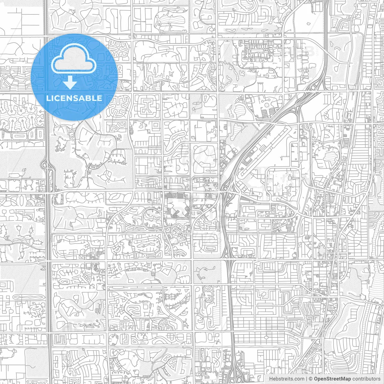 Boca Raton, Florida, USA, bright outlined vector map