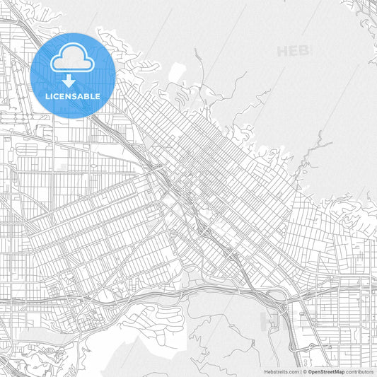 Burbank, California, USA, bright outlined vector map