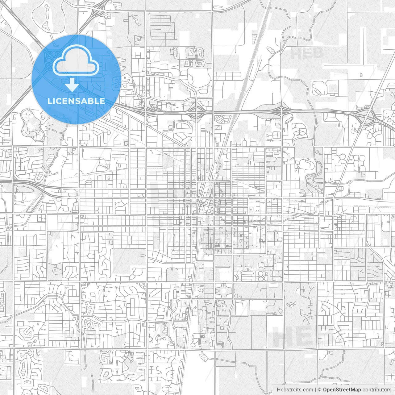 Champaign, Illinois, USA, bright outlined vector map
