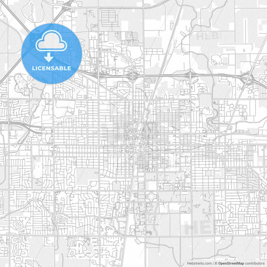 Champaign, Illinois, USA, bright outlined vector map