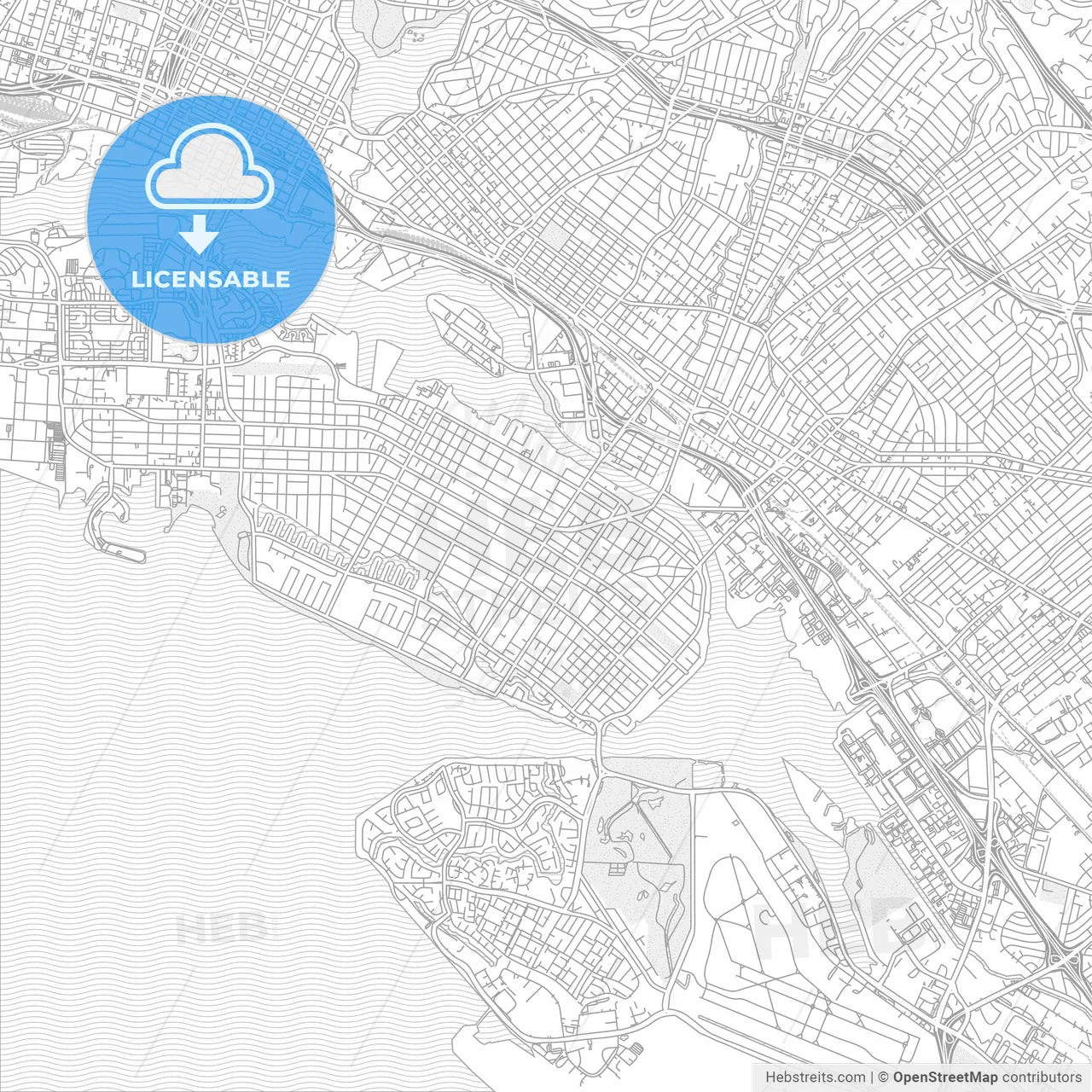 Alameda, California, USA, bright outlined vector map