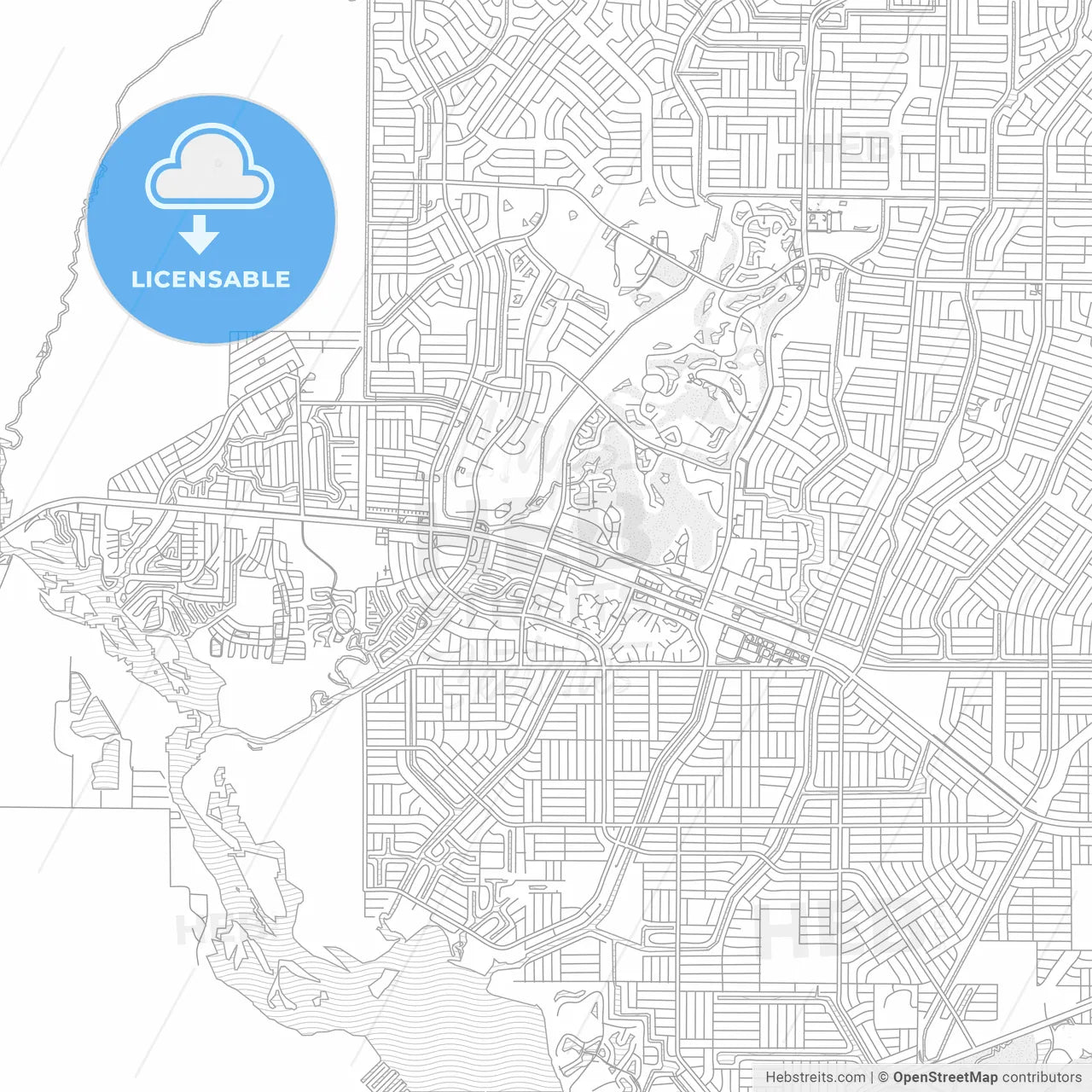 North Port, Florida, USA, bright outlined vector map