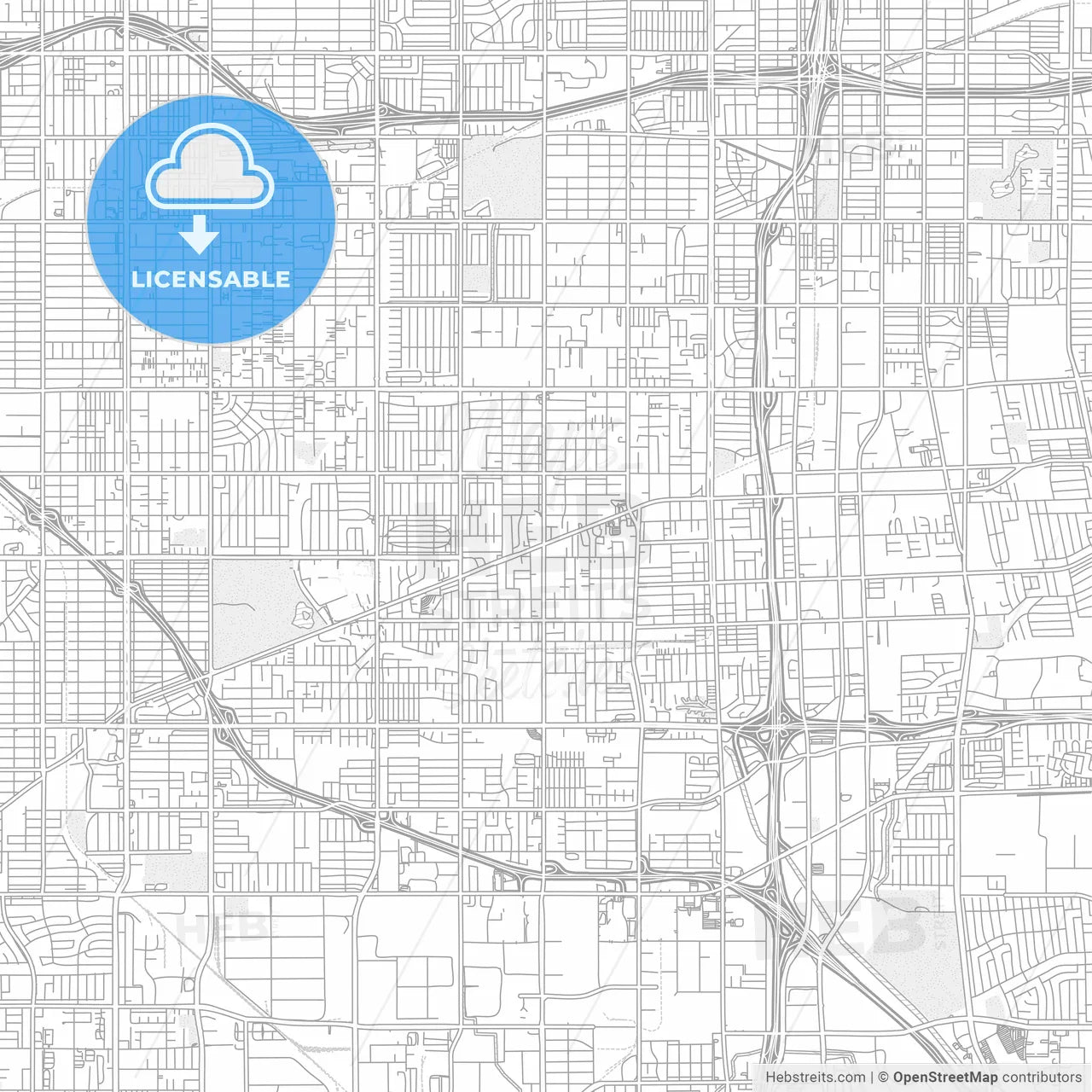 Gardena, California, USA, bright outlined vector map