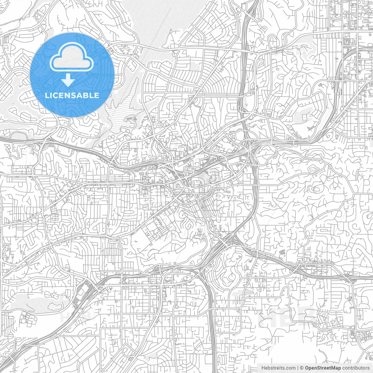 La Mesa, California, USA, bright outlined vector map