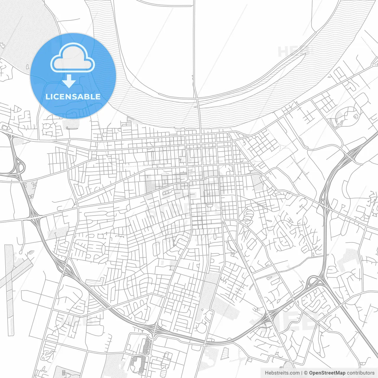 Owensboro, Kentucky, USA, bright outlined vector map